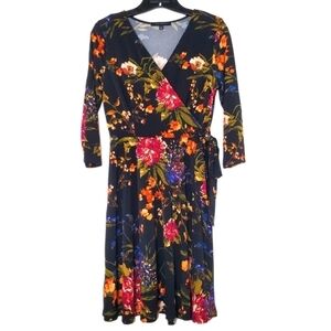 Hailey:23 Stitch Fix Women's Black Floral Faux Wrap Dress